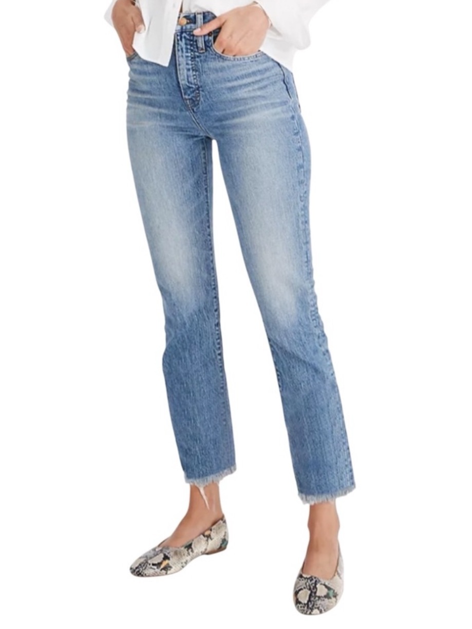 Madewell The Perfect Vintage Jeans Med Wash Frayed 29